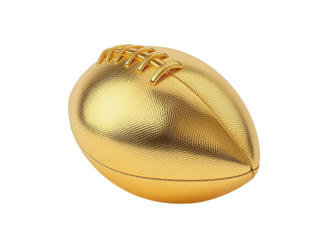 High resolution, golden American football with a luxurious on transparent background