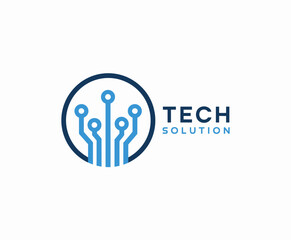 Obraz premium Tech Solution Logo with Circuit Board Design