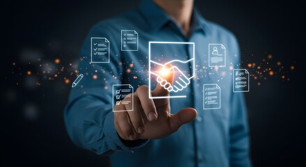 Digital Contract and Partnership Agreement Concept