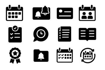 Business and office icon set. essential tools and efficiency outline collection