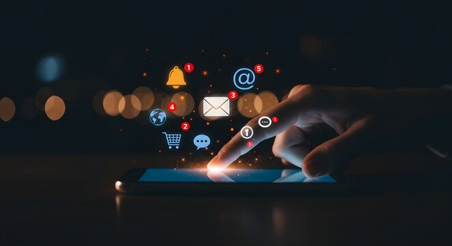 Digital Marketing and Social Media Notifications on Smartphone