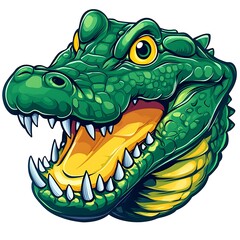 Obraz premium Aggressive Green Alligator Head With Open Mouth And Sharp Teeth crocodile reptile photo