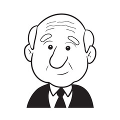 Obraz premium Old woman with formal suit black and white vector illustration for classic elegant portrait artwork