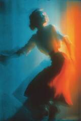 Obraz premium Vivid abstract portrait in bold color gradients and dynamic lighting