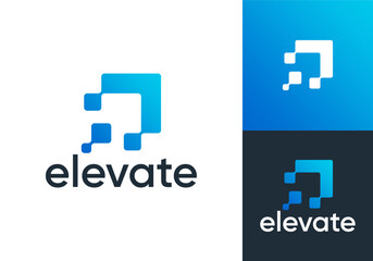 elevate growth logo. arrow statistics technology vector design concept	
