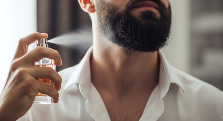 Man Applying Cologne Refreshing Fragrance for a Stylish and Confident Appearance