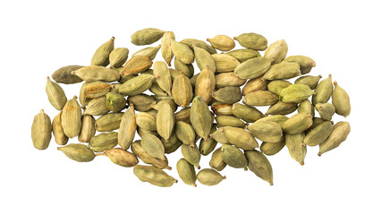 Green cardamom pods isolated on transparent background