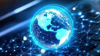 Digital globe with network connections on keyboard - Powered by Adobe