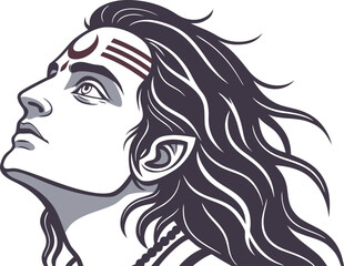 Lord Shiva Illustration Design. Detailed Shiva Shankar Creative Artwork. Lord Shiva Illustration with Trishul and Damru. Realistic Shiva Illustration for Hindu Mythology. Beautiful Shiva Shankar Art
