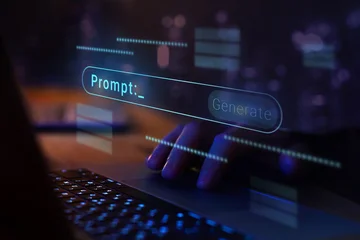 AI prompt to generate image or text, futuristic AI-powered prompt generation interface © Song_about_summer