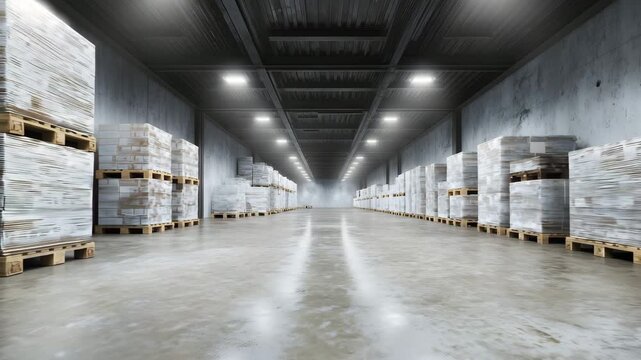 Cold storage warehouse with temperature controlled lighting and efficient logistics