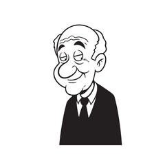 Old person in formal suit black and white vector illustration portrait elegant classic digital artwork