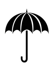 Black silhouette of an open umbrella isolated on transparent background