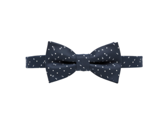 Navy Blue Bow Tie with White Polka Dots Mens Formal Accessory isolated on transparent background