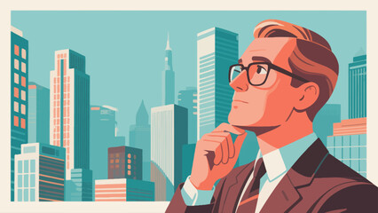 Business people are thinking about problems in the office. Hand-drawn vector illustrations.