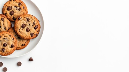 Chocolate chip cookies on white plate