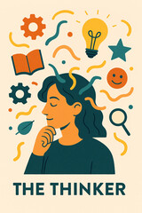 Creative Thinking Process and Brainstorming, A Person with Ideas and Inspiration, Mental Health and Psychology Concept