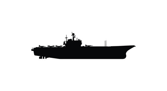 black silhouette aircraft carrier on white clip art preview