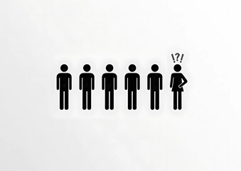 Woman Unique Icon Vector - Woman with question mark among male icons. Vector illustration