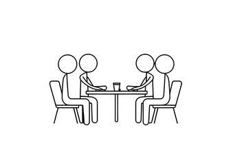 Stick Figure Discussion Vector - Vector illustration of stick figures in a discussion. Teamwork concept.