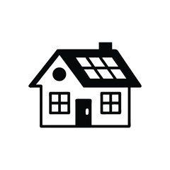 Sustainable House with Solar Panels Icon