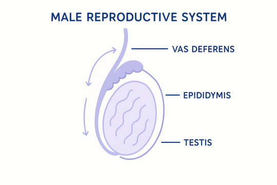 Male Reproductive System Anatomy Illustration: Testis, Epididymis, Vas Deferens [Illustration]