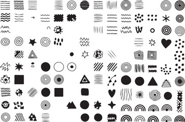 collection of modern geometric shapes and symbols grid vector seamless pattern background texture design asset
