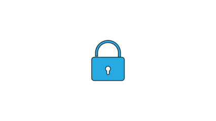 Bright blue padlock icon symbolizing security and protection on a dark background
