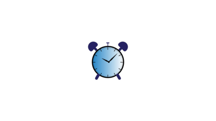 Retro alarm clock with bells glowing with a blue gradient on a black background