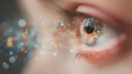 Captivating close-up of a human eye revealing abstract visual elements