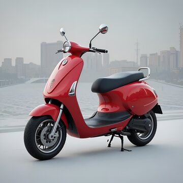 Modern Red Electric Scooter, Stylish and Eco-Friendly
