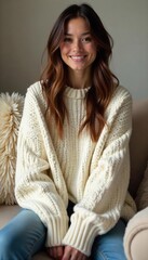 Luxurious Oversized Knit Blanket Sweater Perfect for Cozy Evenings In or Relaxed Outdoor Wear.  Available in a Range of Colors and Sizes for Ultimate Comfort and Style.