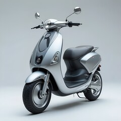 Sleek Silver Scooter in Studio Shot