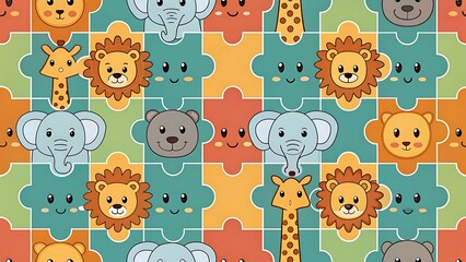 Obraz premium Seamless pattern with colorful balloon animals and stars