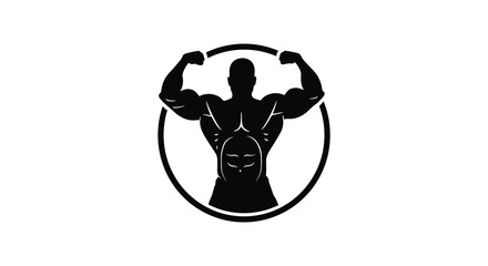 a strong silhouette figure lifting weights in circular frame
