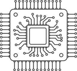 Obraz premium Minimalist Outline Microchip Circuit Board Technology and Engineering Illustration