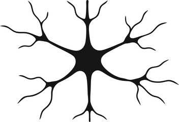 neuron synapse diagram silhouette vector.
