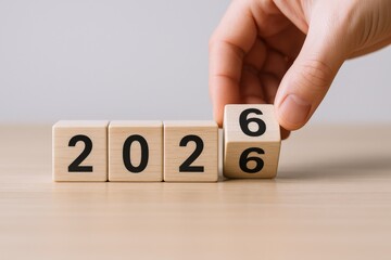 Conceptual Image of Wooden Blocks Displaying Year 2026, Representing New Year, Planning, and Future Goals