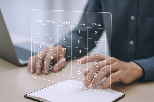 Scheduling Appointment and Events: A Man Manages His Calendar and Tasks for Planning and Time Management