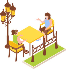 illustration of two womans sitting in a park