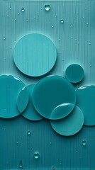 3D teal background with circles and waterdrops, perfect for wallpaper, mobile phone case design, or digital visuals