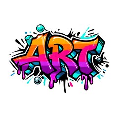 Fototapeta premium Vibrant graffiti art word design with drips and splatter effects creative word art