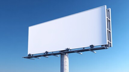 Obraz premium Blank Billboard Against Blue Sky for Advertising Mockup, Marketing Campaigns and Urban Communication Solutions
