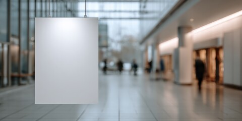 Blank Poster Mockup Hanging in a Modern Interior with Blurred Background for Advertising