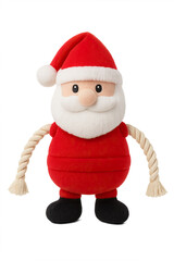 Fototapeta premium Plush Santa Claus toy with red outfit and cheerful expression for festive decor on transparent background