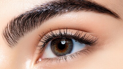 Obraz premium Close up eye with dark eyebrows and long lashes