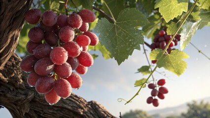 Fototapeta premium red grapes on vine