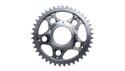 Close-Up of Circular Motorcycle Sprocket Wheel with Polished Metal Texture