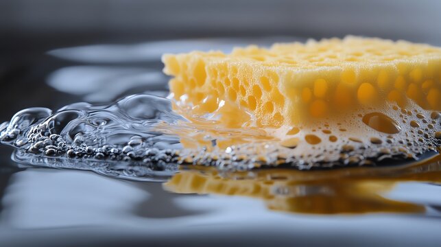 Sponge absorbing oil from water