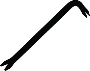 Scalable vector illustration of a black crowbar tool for construction and demolition